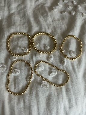 Gold Beaded Stretch Bracelet Set - Women Jewelry